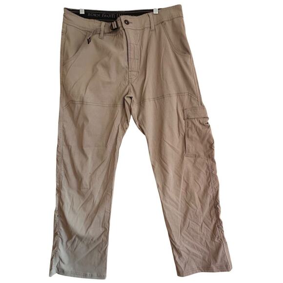 PrAna Breathe Hemp Chino Pants Mens Sz L Tan Hiking Gorpcore Tactical 35x30 - Picture 1 of 14
